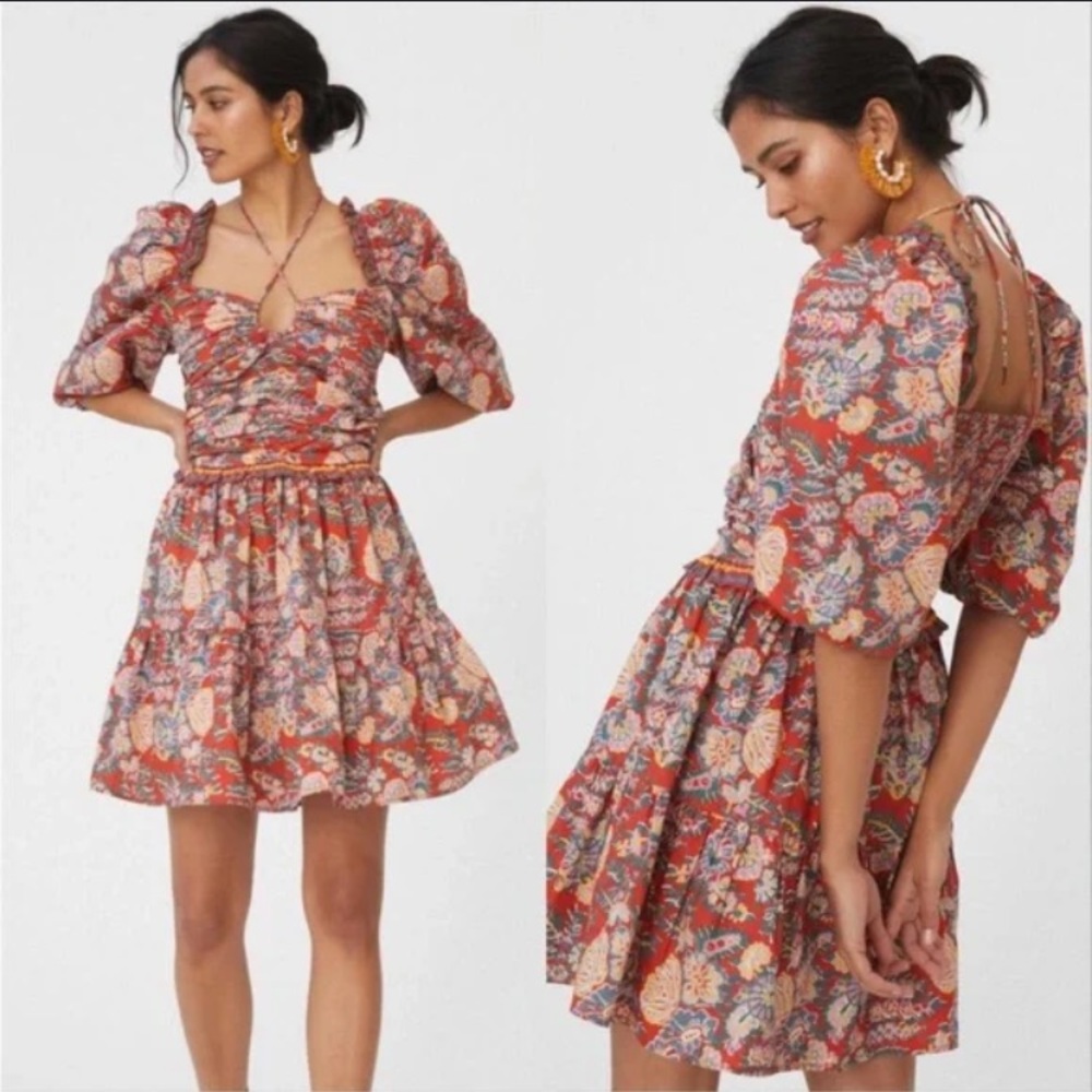 Anthropolgie Love the Label Boho Halter Mini Dress in Red